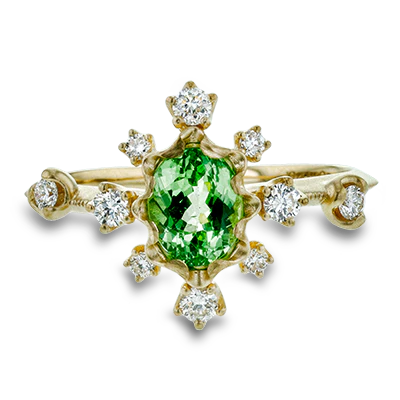 Color Ring in 18k Gold with Diamonds