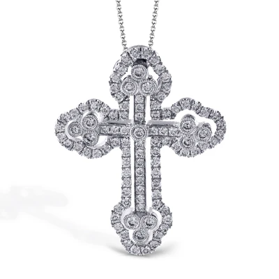 Cross Pendant in 18k Gold with Diamonds