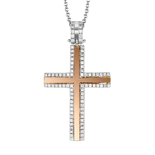 Cross Pendant in 18k Gold with Diamonds