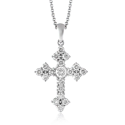 Cross Pendant in 18k Gold with Diamonds