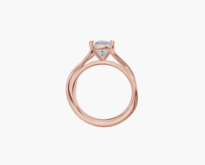 Twisted engagement 4 prongs round diamond 1 carat ring