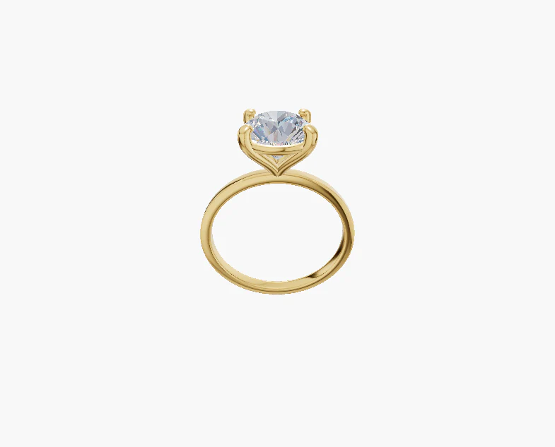 Plain engagement 4 prongs round diamond 1 carat ring